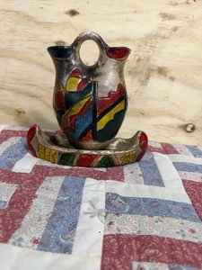 Jarrón de cerámica para boda nativa americana con canoa a juego hermosos colores - Imagen 1 de 8