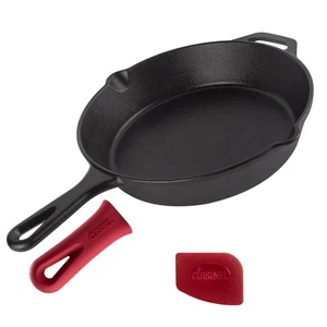 Padella in ghisa da 10 pollici con beccucci e manico in silicone - pre-stagionata - Foto 1 di 6