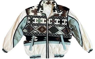 Abrigo Chaqueta Vintage Petite Sophisticate Azteca Polar Y Nylon Talla Pequeña P Foto 1 de 4