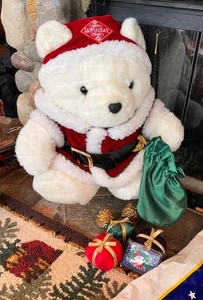 1998 DAYTON HUDSON MARSHALL FIELD SANTABEAR weißer Plüschbär Klappbuch Geschenke - Bild 1 von 15