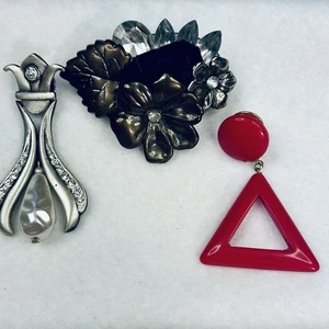 Lote de 3 Broches de Declaración Reciclados Vintage Original Joyería Arte Prendedores - Imagen 1 de 5