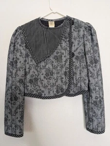 Giacca trapuntata vintage Gunne Sax floreale Cottagecore Southwest cowgirl anni 70 grigia 11 - Foto 1 di 8