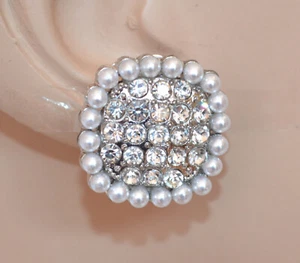 OHRRINGE Frau SILBER Damen CLIPS Kristalle STRASS Perlen Ohrclips Ohrstecker W28 - Bild 1 von 1