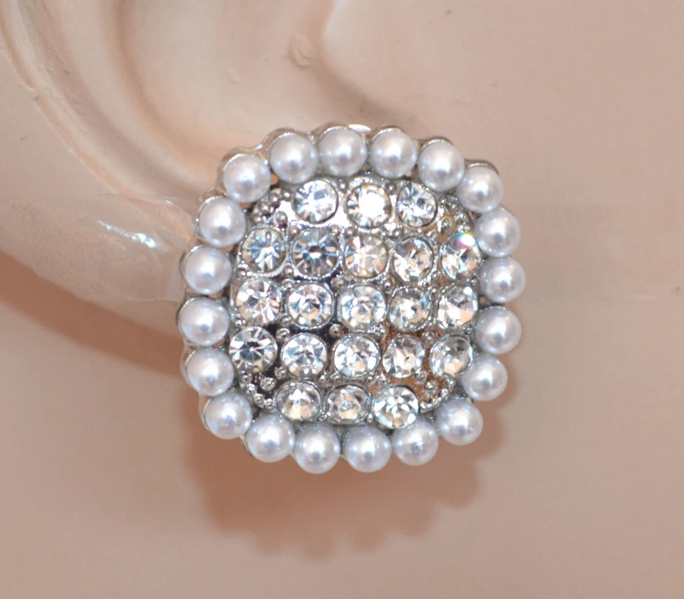 OHRRINGE Frau SILBER Damen CLIPS Kristalle STRASS Perlen Ohrclips Ohrstecker W28 - Bild 1 von 1