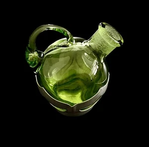 FARBER BROS Mini Krome Kraft Green Decanter Cruet Pitcher 3.5” x 3” - Picture 1 of 6