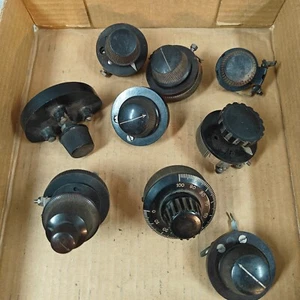 Vintage Bakelite Radio Knobs, Switches & Rheostat Parts - Set of 9 - Picture 1 of 6