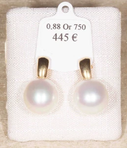 Boucles d'Oreilles en Or 750 / 18 Ct et Perles de Culture - Bild 1 von 1