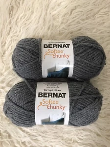 New Bernat Softee Chunky Yarn Grey Heather Lot Of 2 Skeins - Picture 1 of 2
