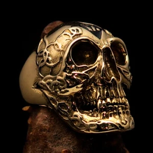 MENS BIKER RING, OUTLAW RING, SKULL BIKER RING, 1% ONE PERCENTER BLACK SIZE 14.5 - Picture 1 of 7