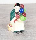 Figurine Femme Bisque Antique avec Ballon Fleurs 3,5" Miniature Début 20ème Japon