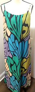 Sam Edelman Butterfly Trapeze Print Square Neck Sleeveless Maxi Dress Med NWT