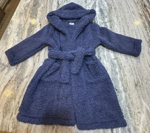 Pottery Barn Kids Bath Robe Navy Blue Plush Hooded 2 Pocket Boys 4-6 Open Box - Picture 1 of 8