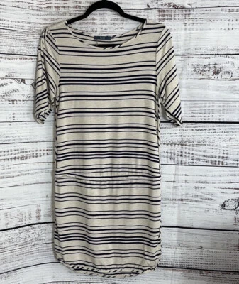 Tart Dress Womens Small striped mini Drop Waist Casual Modal Blend Crew Neck - Image 1 of 4