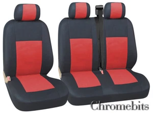 ROT SCHWARZ STOFF SITZBEZÜGE 2+1 FÜR RENAULT TRAFIC MASTER - Bild 1 von 2