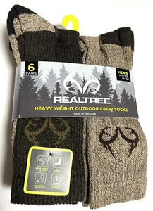 Realtree Heavy Weight Outdoor Men's Crew Socks 6 Pairs Shoe Size 6-12 - Picture 1 of 8