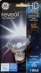 GE Reveal HD+ Light 50W / 120-Volt GU10 Flood Light Bulb - NEW - Picture 1 of 1