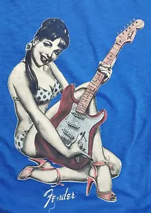 T-shirt nuova con etichetta Lucky Brand Fender S/S blu grafica pin up scegli taglia L2013 - Foto 1 di 4