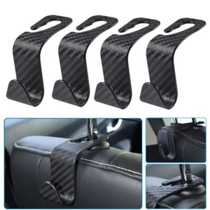 4x Carbon Fiber Style Car Back Seat Hook Headrest Storage Interior Accessories - Picture 1 of 12