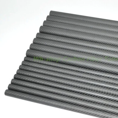 3K Carbon Fiber Tube OD22mm x ID18mm 19mm 20mm x 500mm Roll Wrapped Shaft - Image 1 of 3