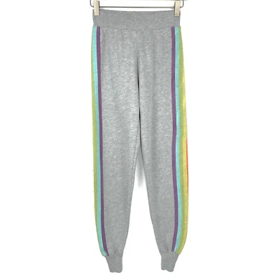 Pantalones de chándal Wildfox XS gris arco iris a rayas al tobillo X-pequeños nuevos para mujer Foto 1 de 4