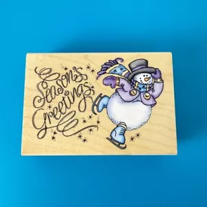 Snow Greetings~Winter~Holiday~Ice Skating~Rubber Stamp~4.5"X 3"~Stampendous P055 - Picture 1 of 8