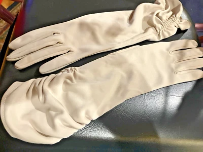 Vintage Gloves Women's Beige 14" Elastic Nylon Stetson Size 7 USA - Image 1 of 3