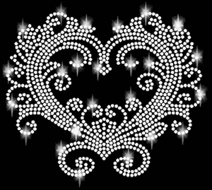 Strasssteine Herz Bügelbild hotfix Applikation Geschenk barock schnörkel Heart - Picture 1 of 6