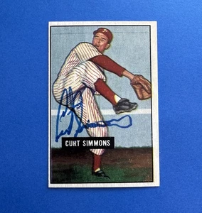 1951 Bowman #111 Curt Simmons Phillies Auto Signed On-Card Autograph - Picture 1 of 3