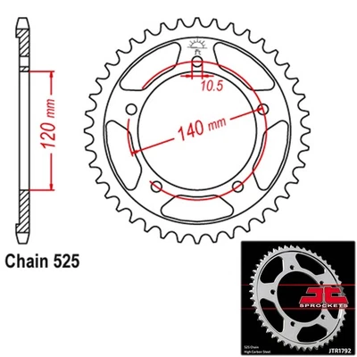 Piñón trasero JT acero paso 525 42 dientes Triumph Daytona 600R (2003-2004) Foto 1 de 2