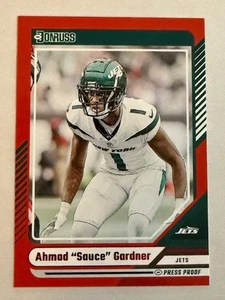 2024 Donruss Press Proof Red Insert Ahmad Sauce Gardner New York Jets No. 42 - Picture 1 of 2