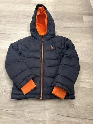 Chaqueta acolchada con capucha Spyder Frontier, juvenil XS, azul/naranja Foto 1 de 4