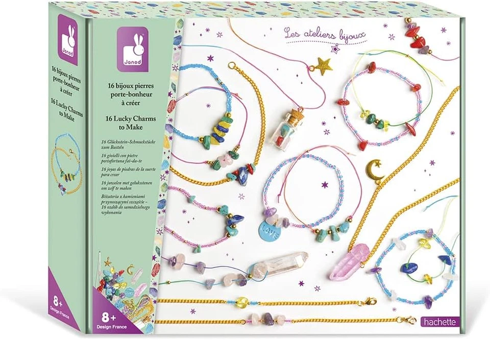 - Set 16 Gioielli Pietre Portafortuna Fai-Da-Te - 3 Collane E 13 Bracciali - Les - Immagine 1 di 4