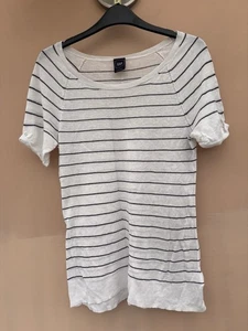 Size S Gap White Top With Black Stripes 32” In Fab Condition 99p Special P&P - Picture 1 of 4