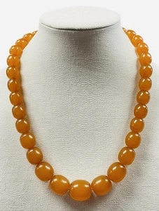 Collana di perle ambra miele Faturan originale art deco lunga 23" chiusura a botte 84 grammi - Foto 1 di 15
