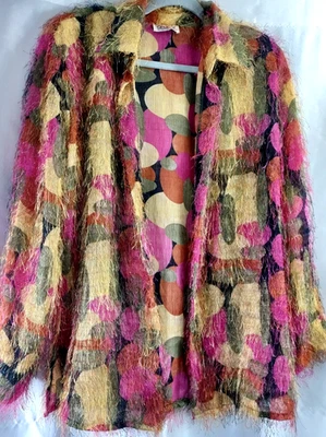 Selene Blusa Deportiva/Chaqueta Ligera M/L Multicolor Semi Transparente Borla Textura Peluda Foto 1 de 4