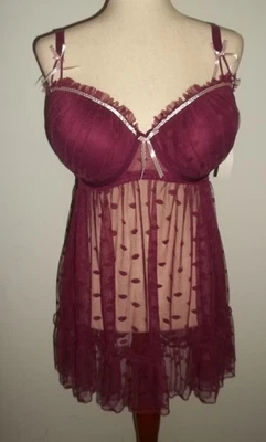 Velvet Kitten Sexy Babydoll Lingerie for Women Size 1X Plus NWT Plum - Image 1 of 4