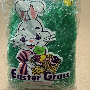 Vintage New Old Stock! Green Easter Grass 1 3/4 Oz Non Flammable 80’s  - Picture 1 of 9