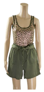 ex Tu Safari Utility Shorts with Pockets and Sash Belt - Picture 1 of 10