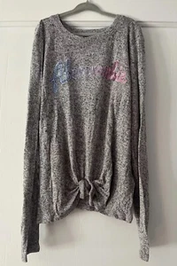 Abercrombie Kids Girls Heather Gray Top with Sequins Logo - Size 9/10 - Picture 1 of 5