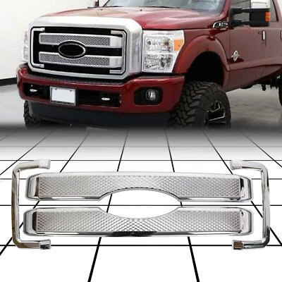 Cubierta de rejilla delantera cromada para Ford F250 F350 F450 F550 Super Duty 11-16 Foto 1 de 4