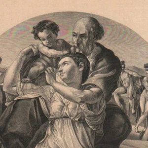 La Sainte Famille  (Michel-Ange) - Gravure de presse 1870 - Imagen 1 de 2