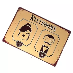 Letrero de metal baños inodoro macho hembra decoración retro pared zinc placas vintage - Imagen 1 de 12