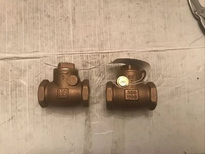 LOT OF 2 MILWAUKEE 3/4” BRASS LIFT CHECK VALVE 300 WOG THREADED - Image 1 of 4