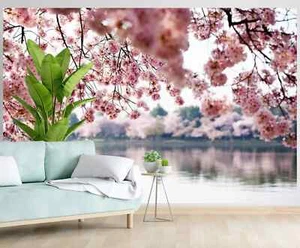 Mural Papel Pintado COMEDOR y Salón Flores Rosas Lago 72x100 Pulgadas Naturaleza - Imagen 1 de 4