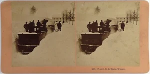 USA.USA.P&O.R.R Zug Winter.Schnee.Fotoalbum Stereo Kilburn.1897 - Bild 1 von 1