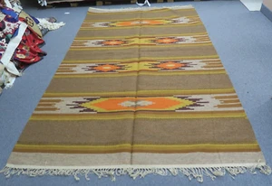 Tappeto kilim lana kazako russo tessuto a mano arte popolare 8'4 x 5'4 vintage ma nuovo - Foto 1 di 8
