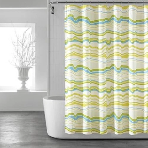 Pantone Universe Colorwave Guacamayo Verde y Azul Tela Cortina de Ducha Rayas NUEVO Foto 1 de 1
