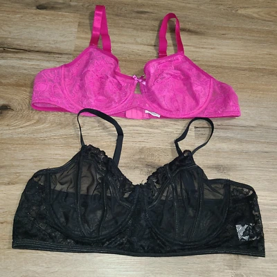 3XL size Lace Sheer Underwire Bra Pink Black Lot - Imagem 1 de 3