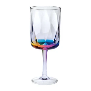 Set of Four Clear and Rainbow Geometric Acrylic Stemmed All Purpose Wine Glasses - Picture 1 of 9
