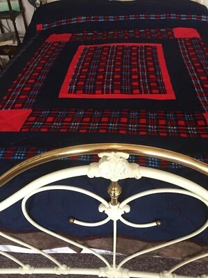Handmade Custom Queen Quilt 85 x 92 Cottons, Plaid Flannel  - Image 1 of 2
